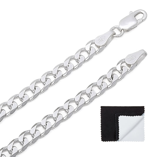 4.5mm High-Polished .925 Sterling Silver (Nickel Free) Beveled Curb Chain Necklace, 7'-40' (SKU: CHN264)