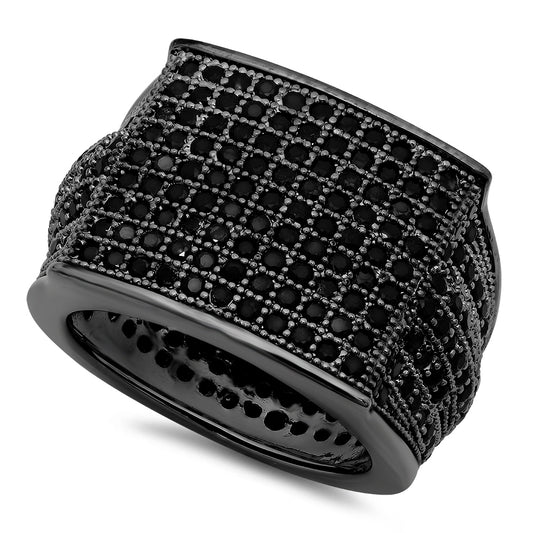 Black Plated Micro-Pave Iced Out Cubic Zirconia Square Top Ring