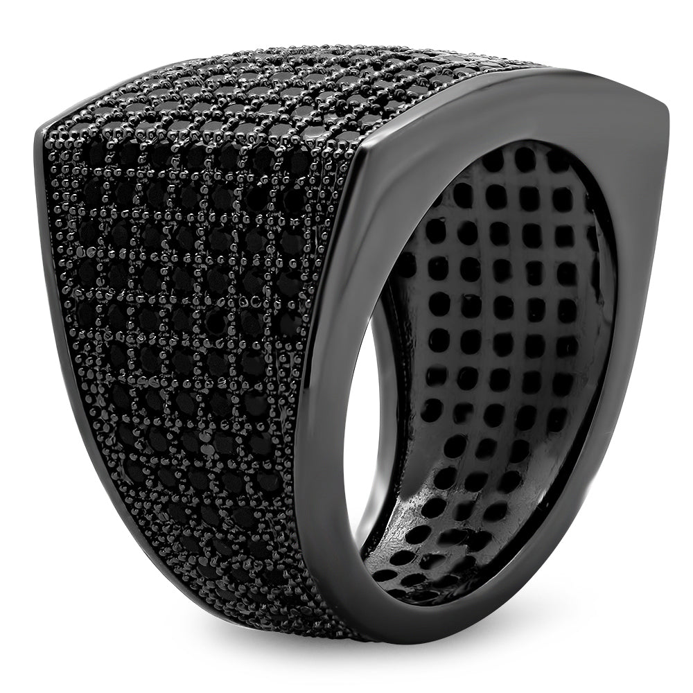 Black Plated Micro-Pave Iced Out Cubic Zirconia Square Top Ring