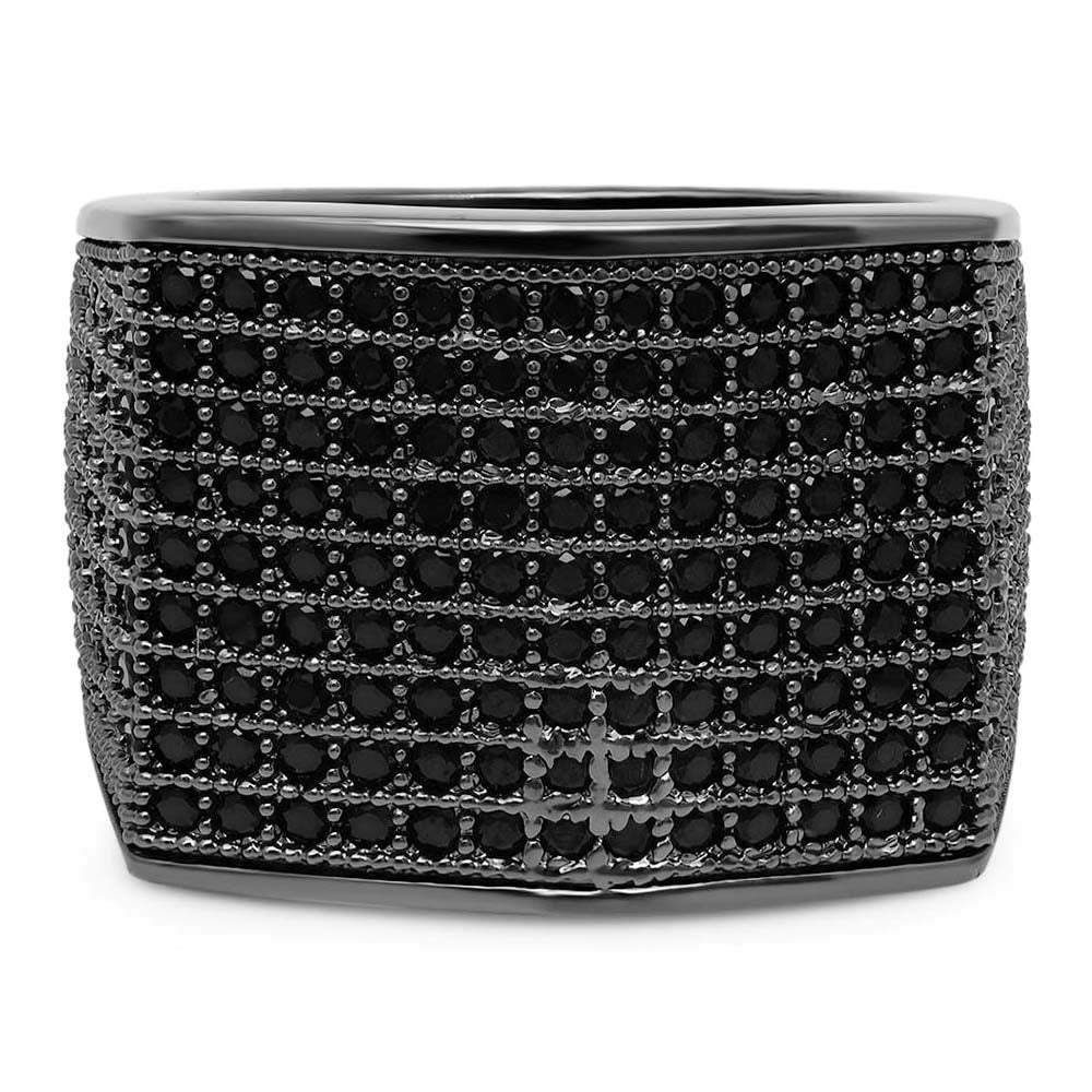 Black Plated Micro-Pave Iced Out Cubic Zirconia Square Top Ring