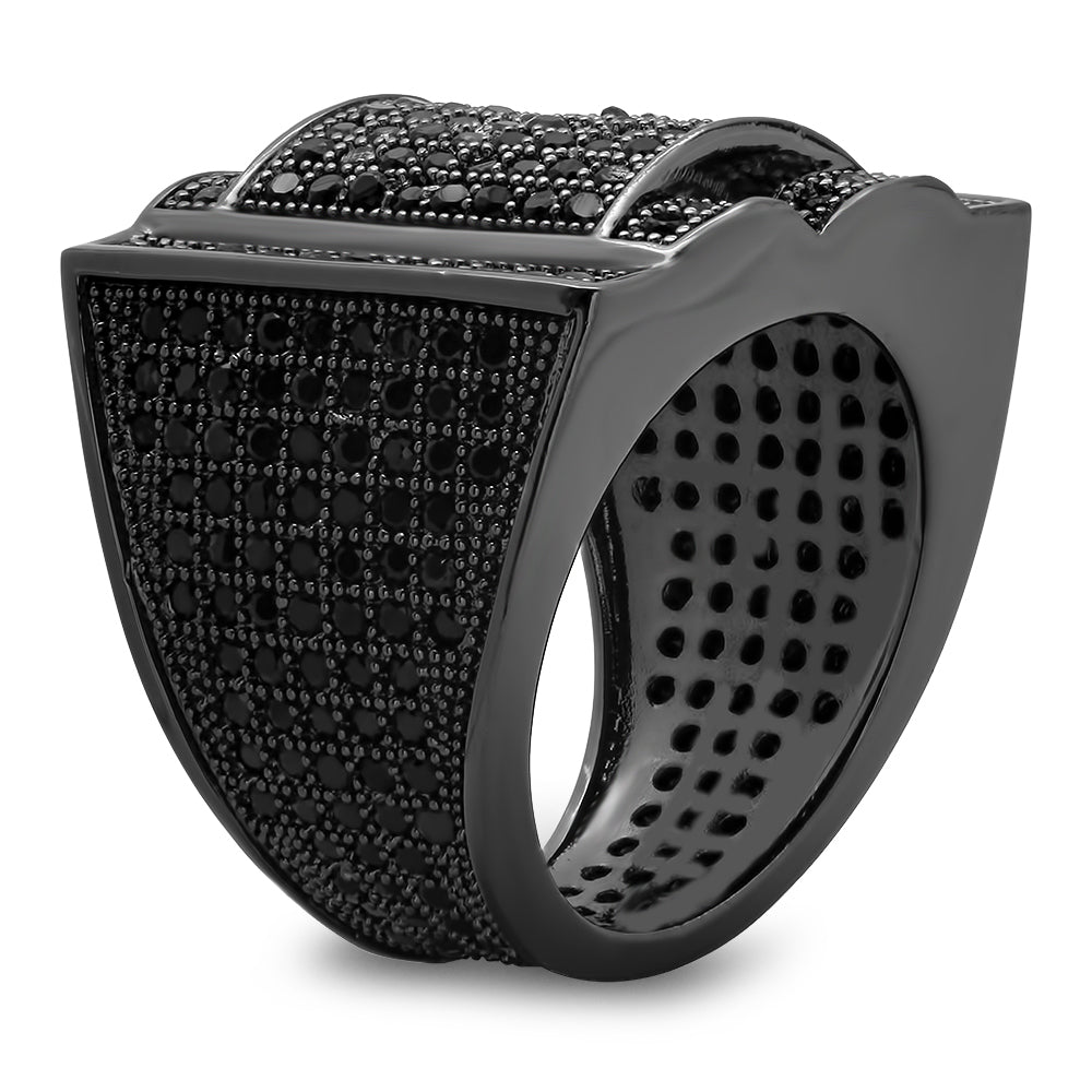 Black Plated Micro-Pave Iced Out Cubic Zirconia Hip Hop Ring