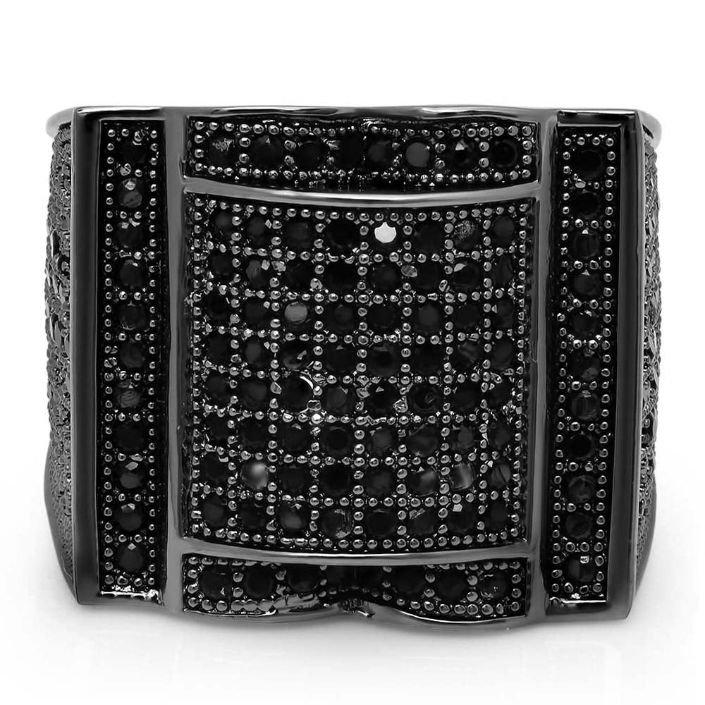 Black Plated Micro-Pave Iced Out Cubic Zirconia Hip Hop Ring