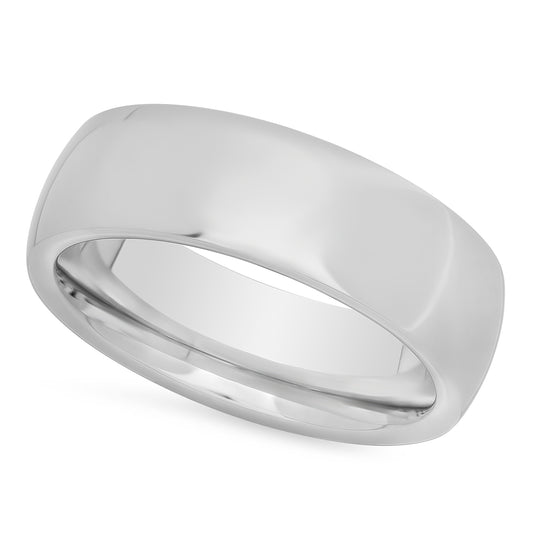 Polished Cobalt 8mm Comfort Fit Wedding Ring with Domed Profile + Microfiber