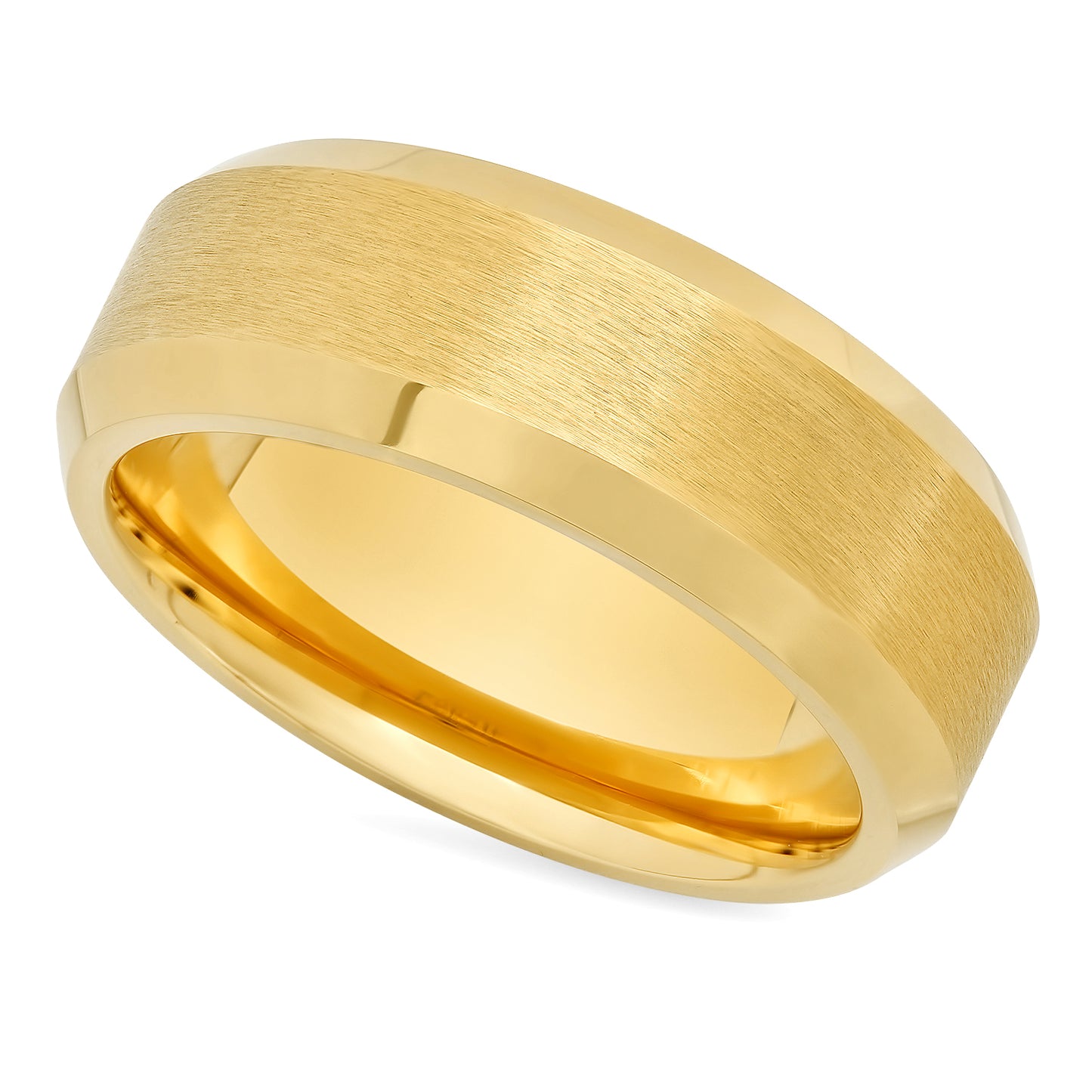 Two-Tone Cobalt and Yellow Gold Plated 8mm Comfort Fit Ring + Microfiber