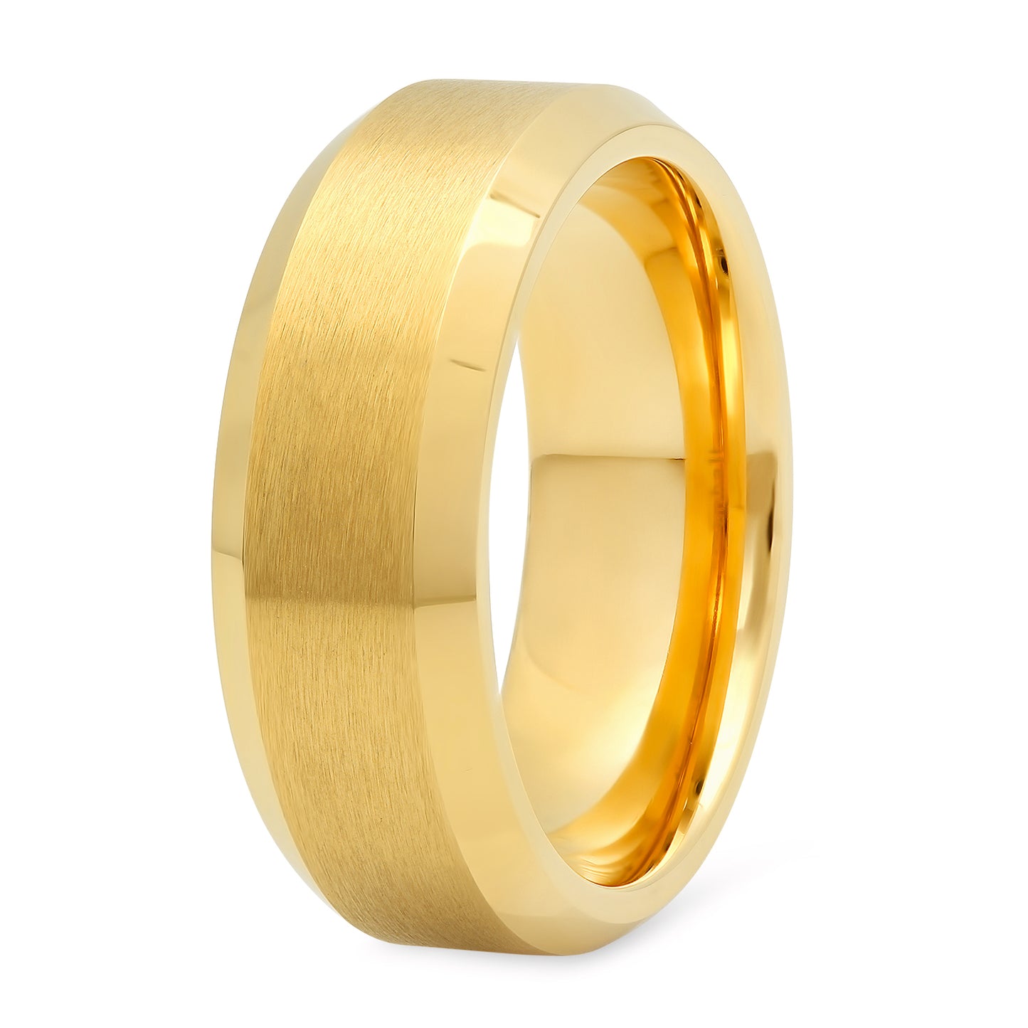 Two-Tone Cobalt and Yellow Gold Plated 8mm Comfort Fit Ring + Microfiber