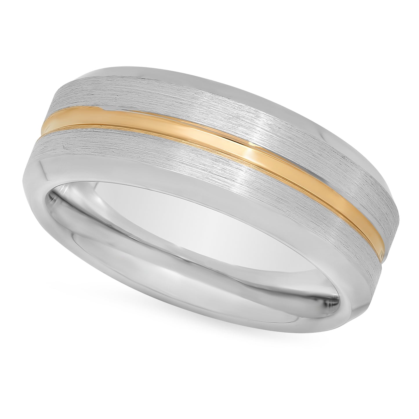 Two-Tone Cobalt and Gold Plated 8mm Comfort Fit Wedding Ring + Microfiber