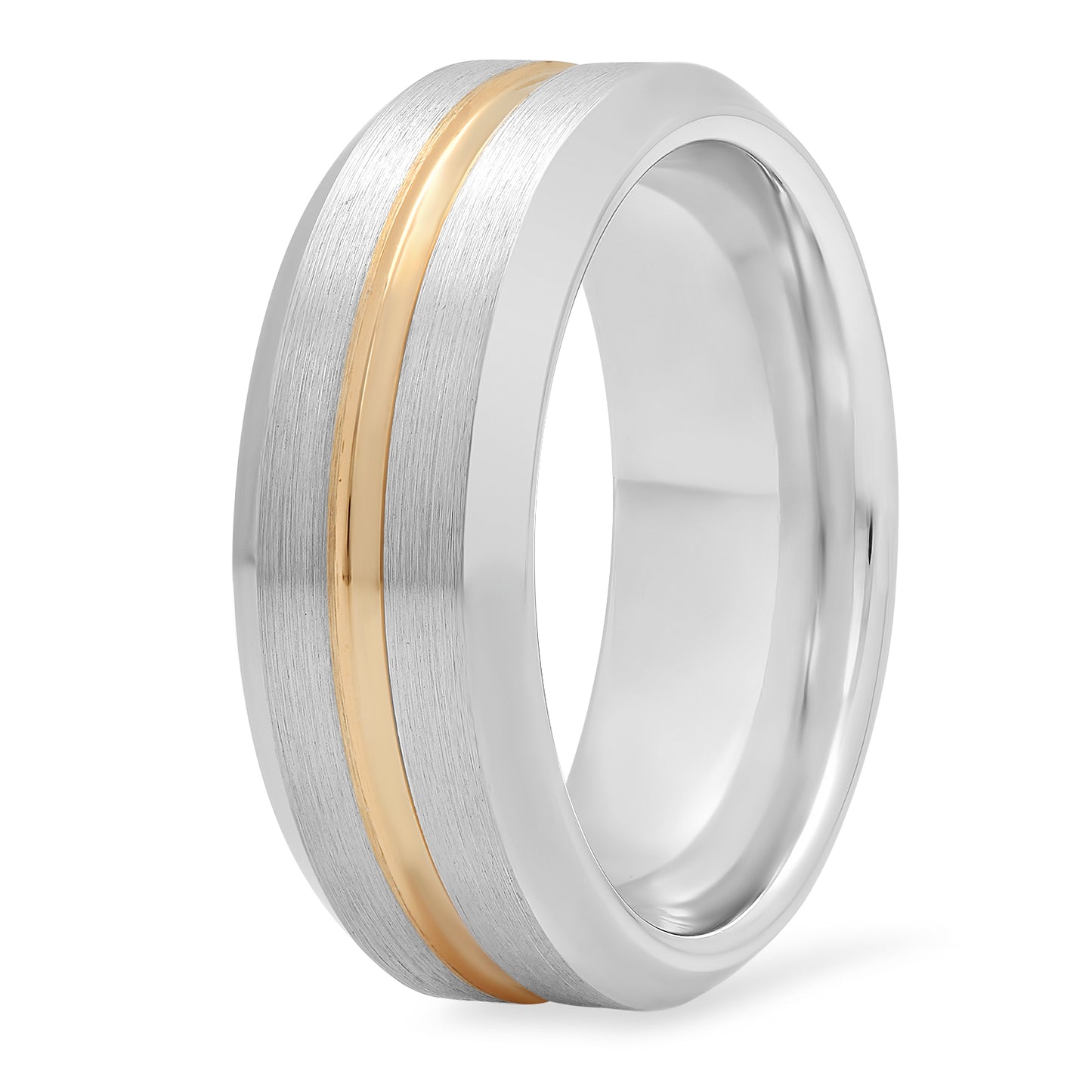 Two-Tone Cobalt and Gold Plated 8mm Comfort Fit Wedding Ring + Microfiber