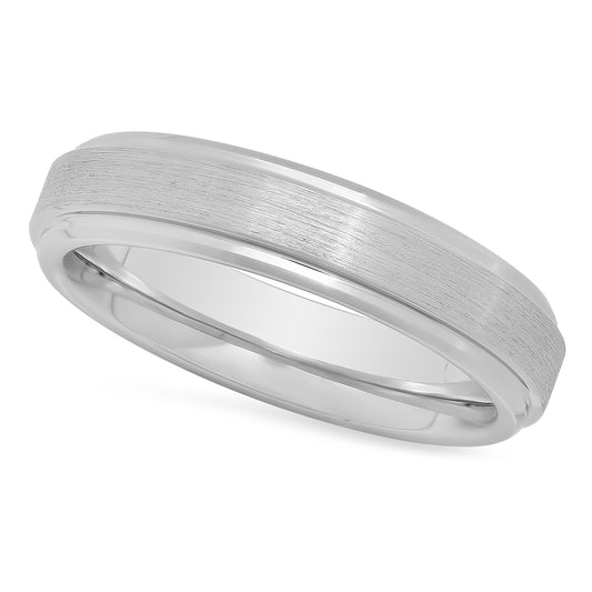 Cobalt 8mm Comfort Fit Wedding Ring w/Brushed Center & Step Edges + Microfiber