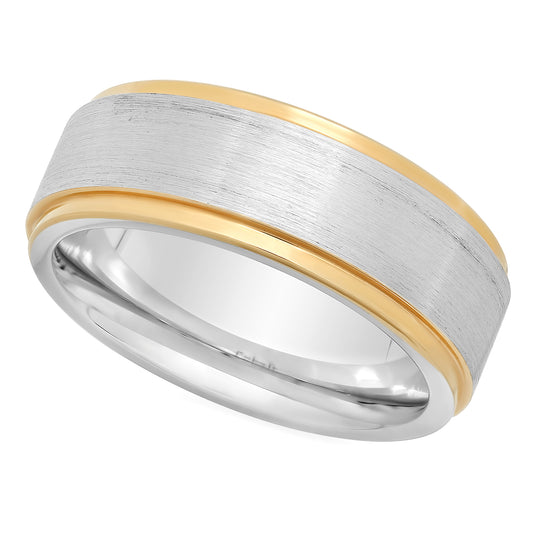 Two-Tone Cobalt and Gold Plated 8mm Comfort Fit Wedding Ring + Jewelry Polishing Cloth (SKU: CB-RN1015)