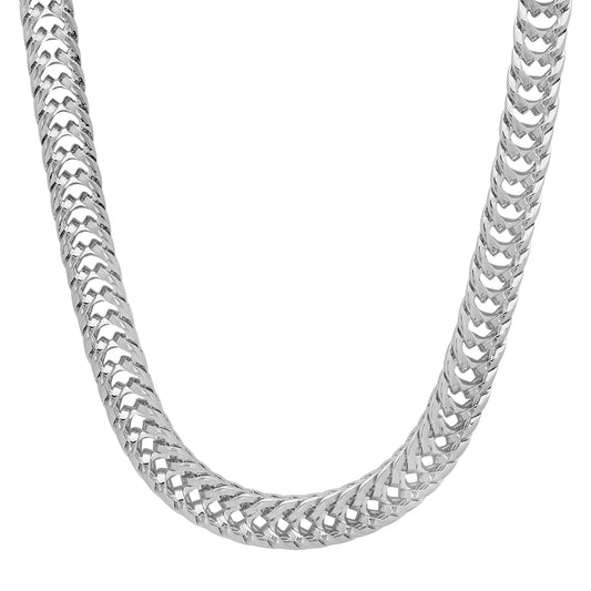 7mm Rhodium Plated Square Franco Chain Necklace