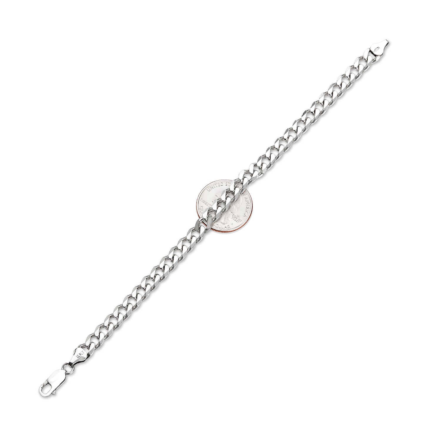 6.5mm Oxidized .925 Sterling Silver Silver Flat Curb Chain Bracelet