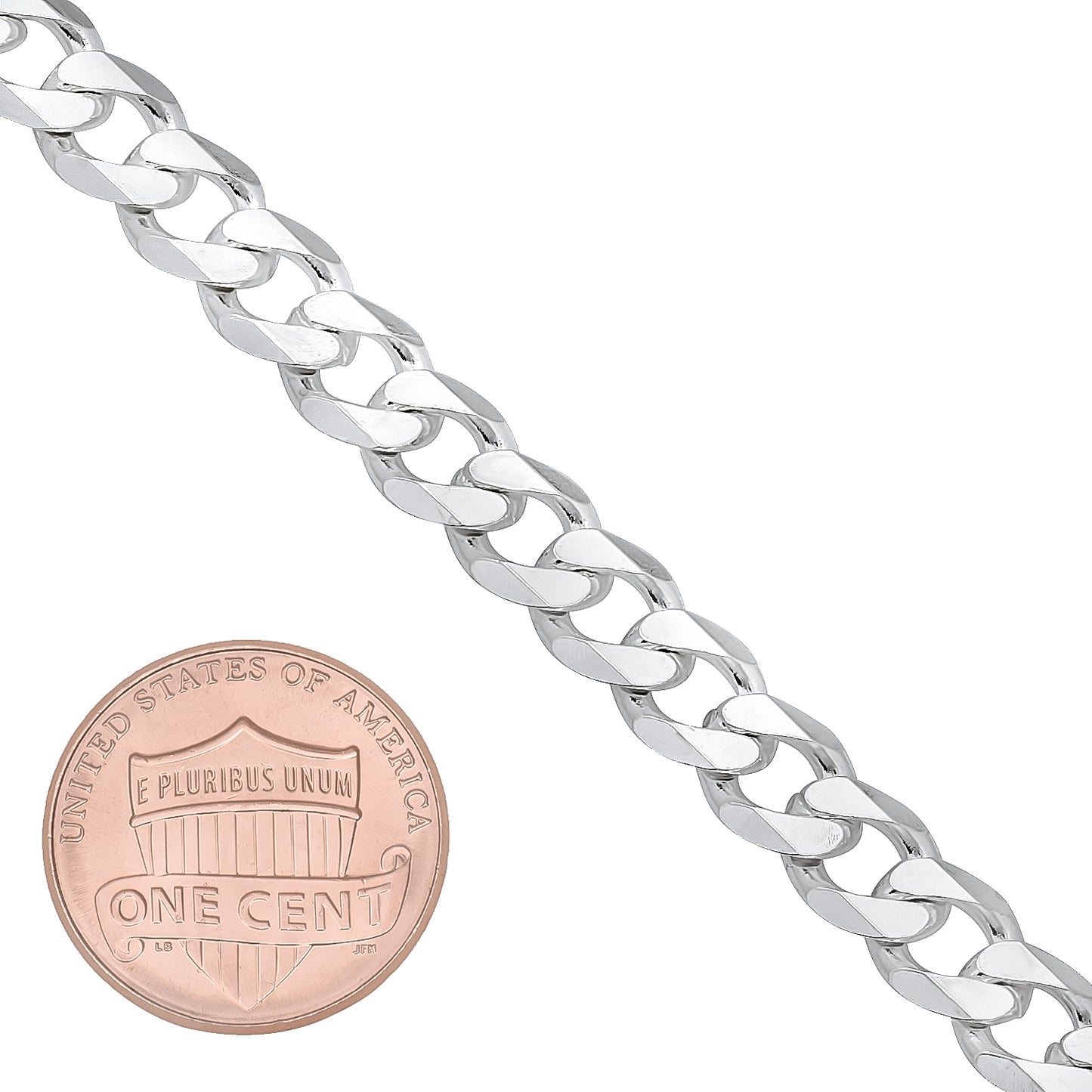 Men's 6.5mm Solid .925 Sterling Silver Beveled Curb Chain Necklace + Gift Box