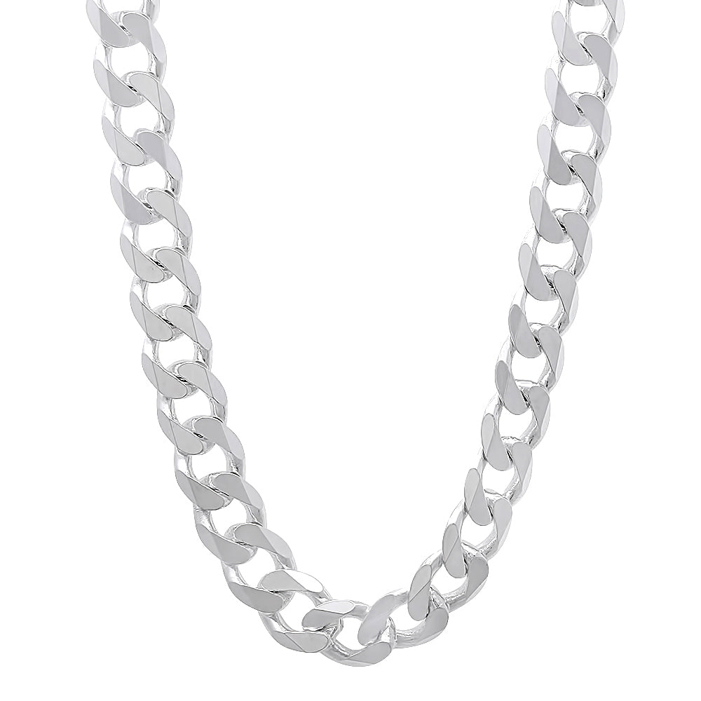 Men's 6.5mm Solid .925 Sterling Silver Beveled Curb Chain Necklace + Gift Box