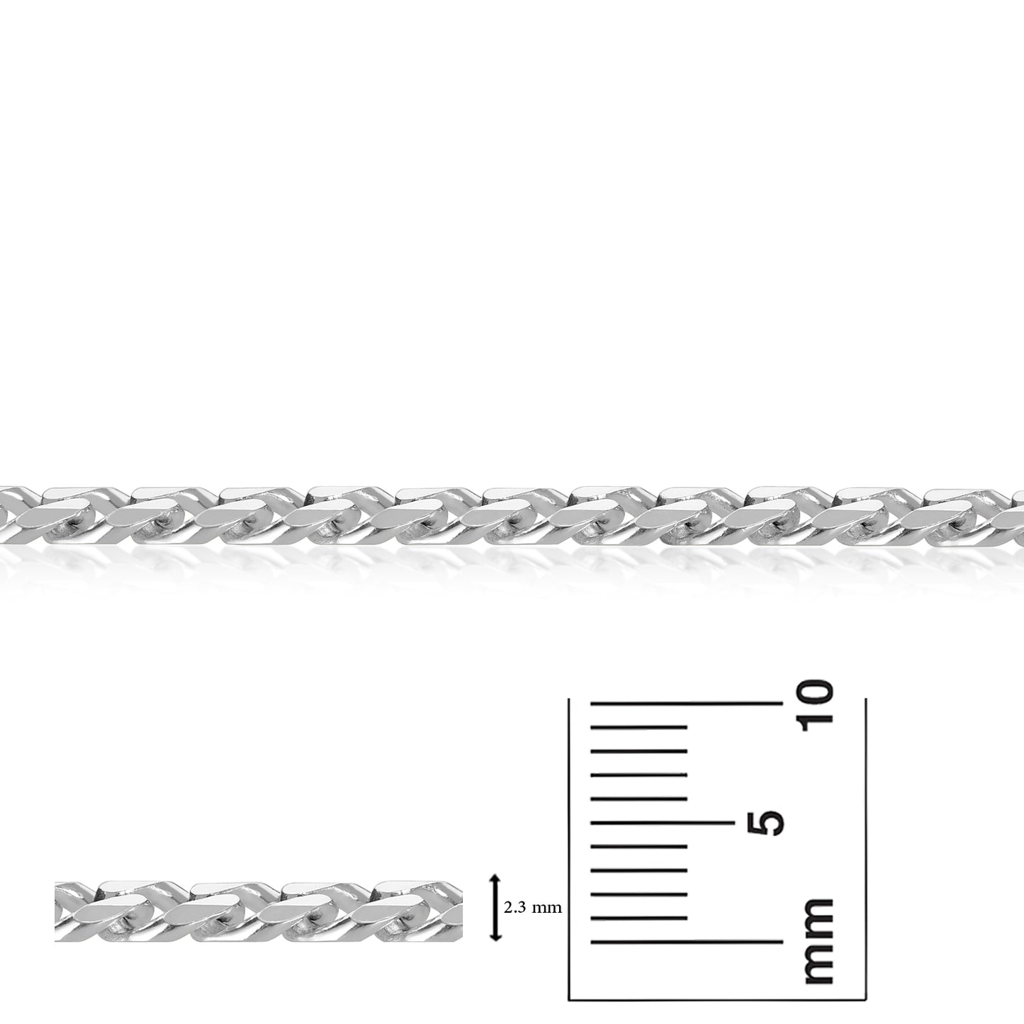 3mm-16mm Solid .925 Sterling Silver Italian Beveled Curb Chain Bracelet