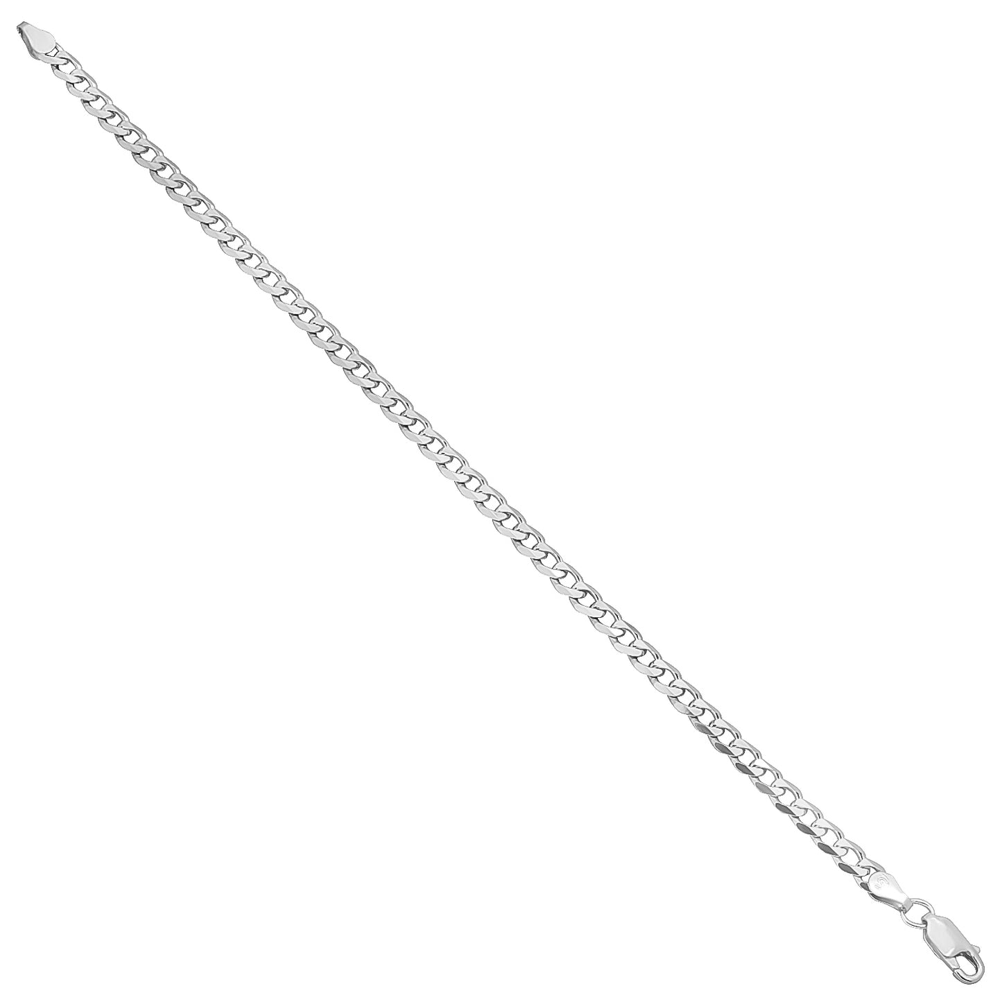 3mm-16mm Solid .925 Sterling Silver Italian Beveled Curb Chain Bracelet