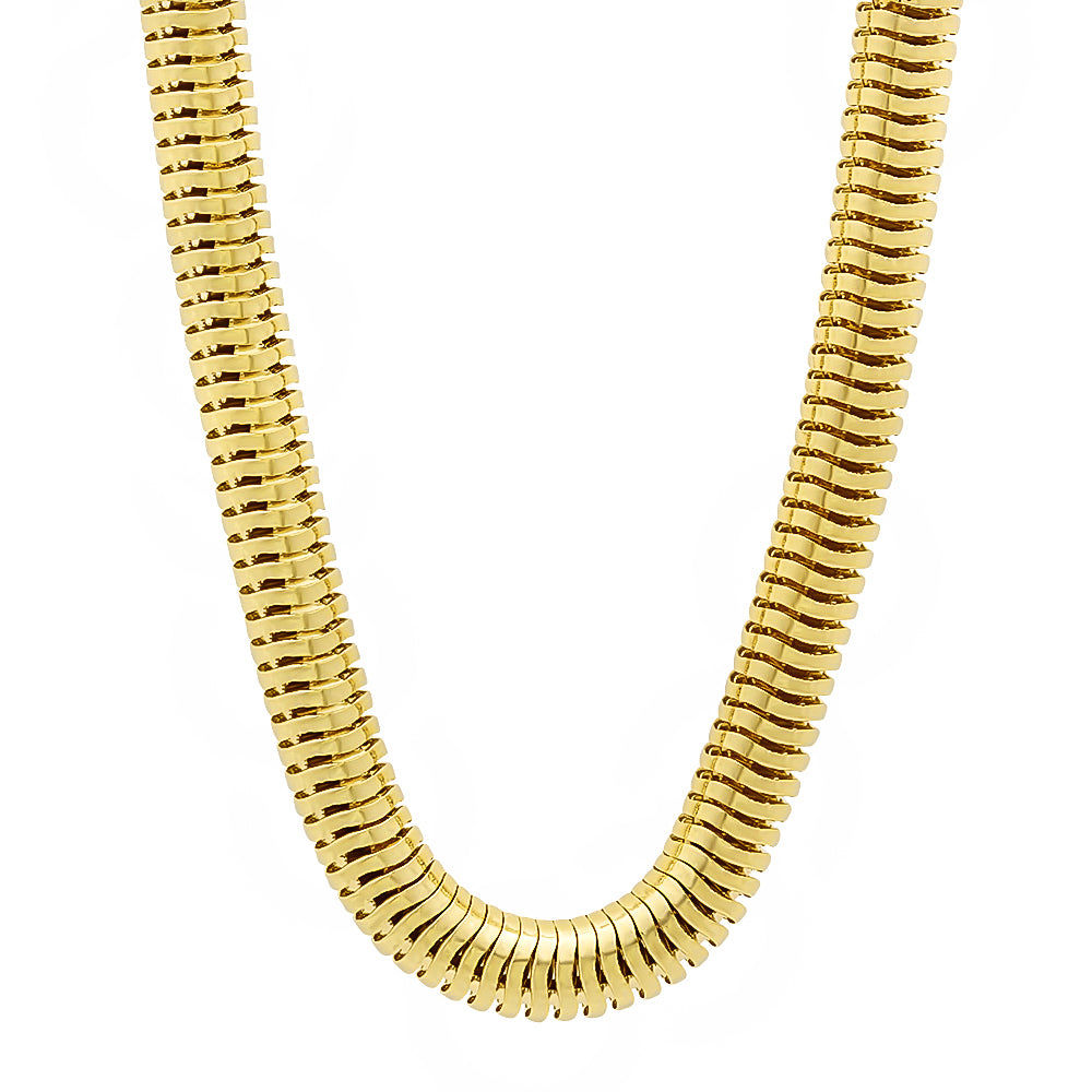 6.5mm 14k Yellow Gold Plated Round Snake Chain Necklace