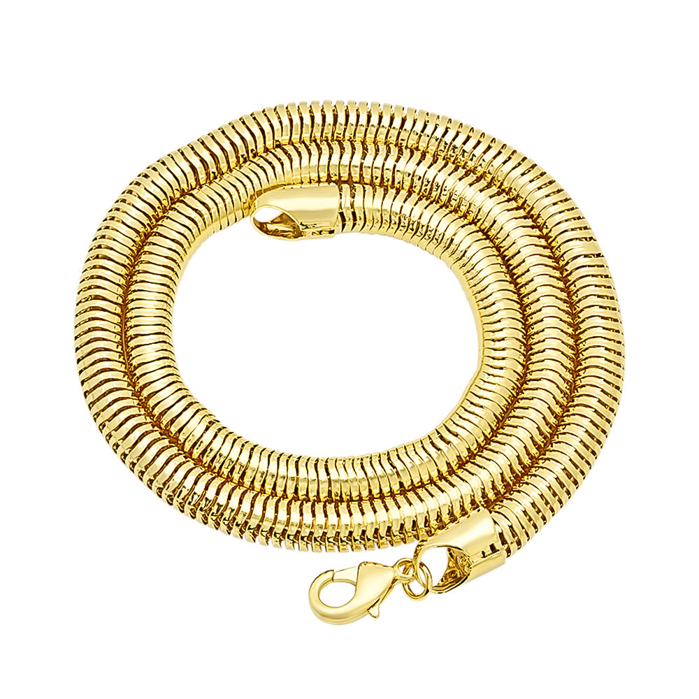 6.5mm 14k Yellow Gold Plated Round Snake Chain Necklace