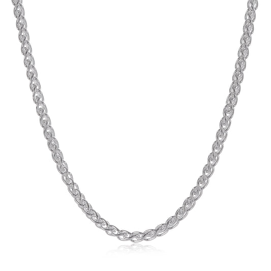 1.9mm Solid .925 Sterling Silver Braided Wheat Chain Necklace + Gift Box