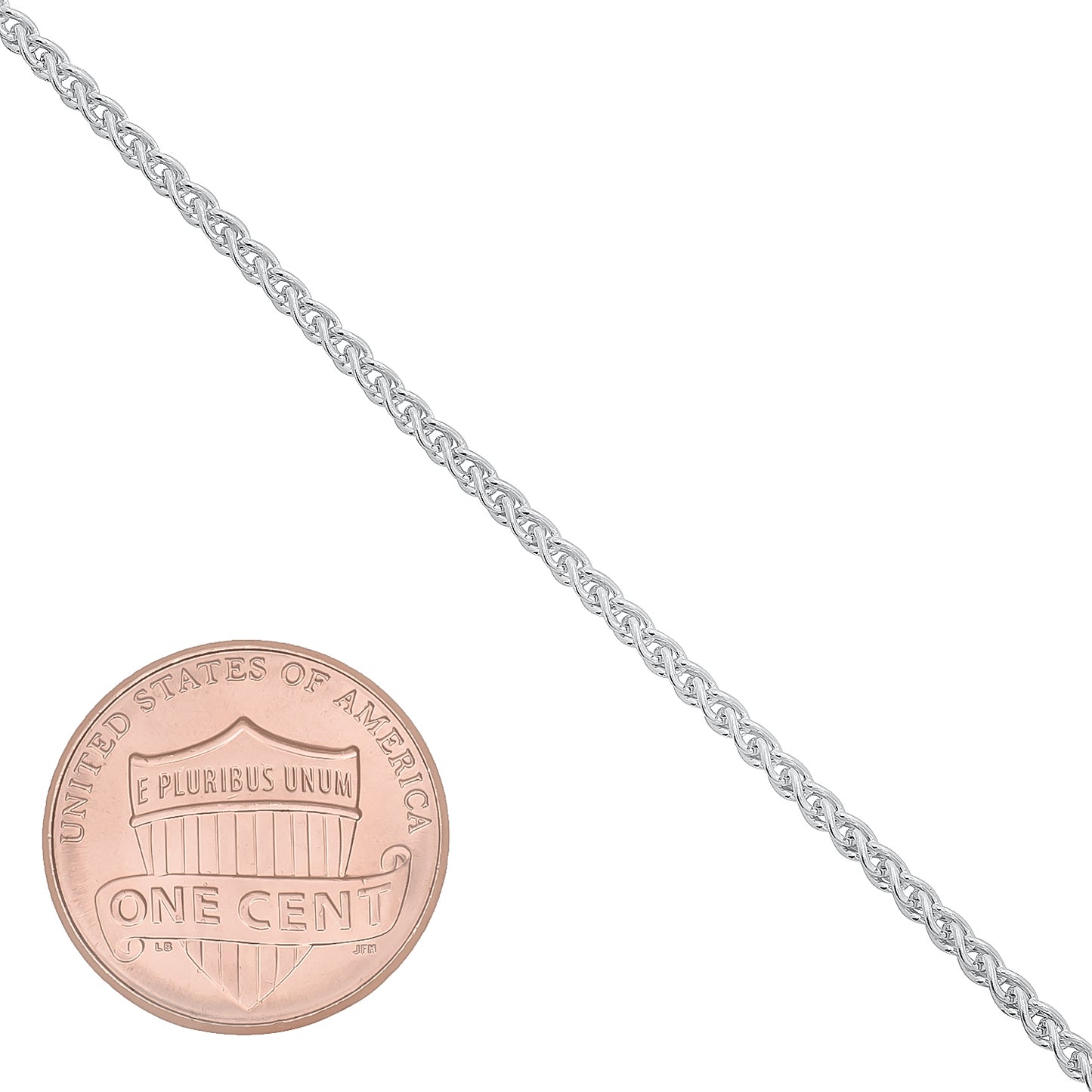 1.9mm Solid .925 Sterling Silver Braided Wheat Chain Necklace