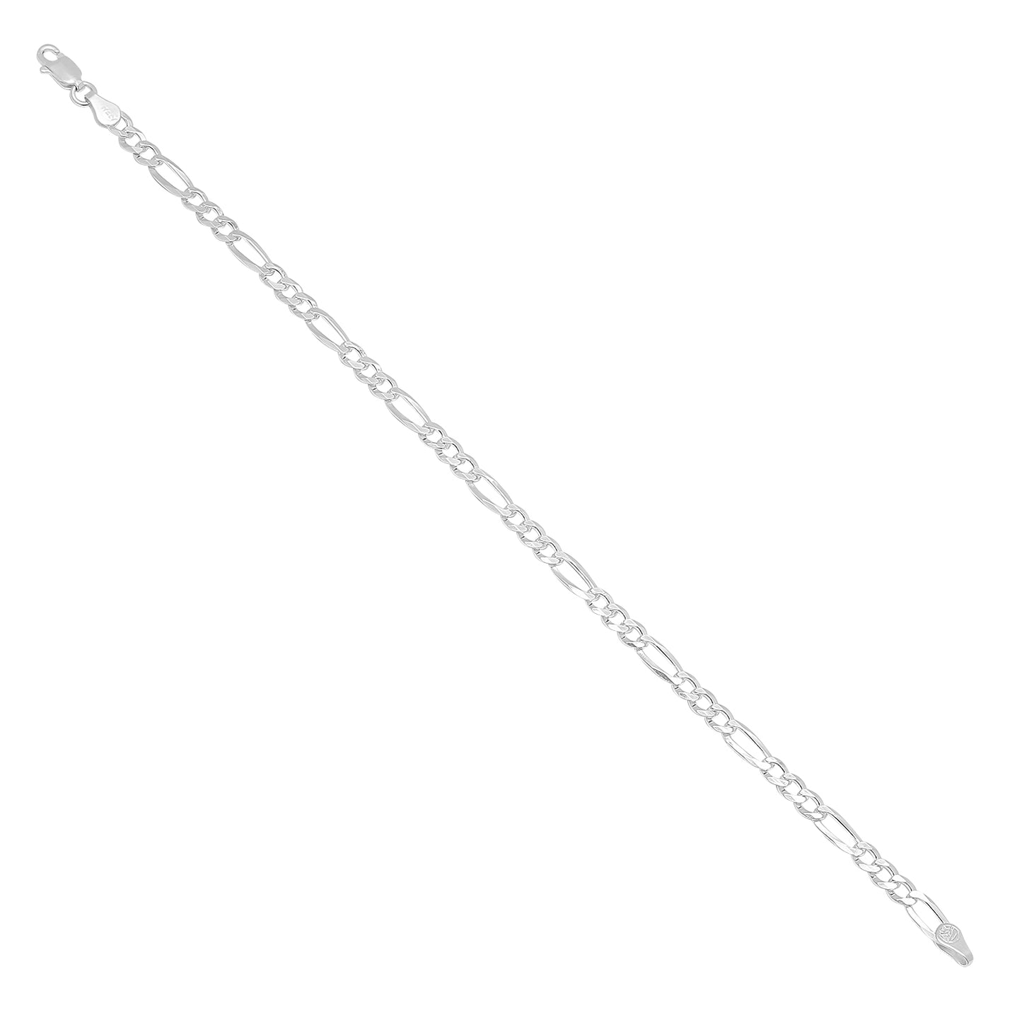 4.9mm Solid .925 Sterling Silver Flat Figaro Chain Necklace