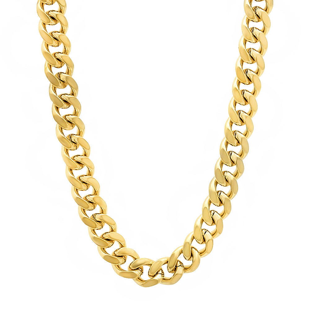 6mm 14k Yellow Gold Plated Flat Miami Cuban Link Chain Necklace