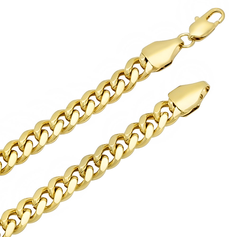 6mm 14k Yellow Gold Plated Flat Miami Cuban Link Chain Necklace