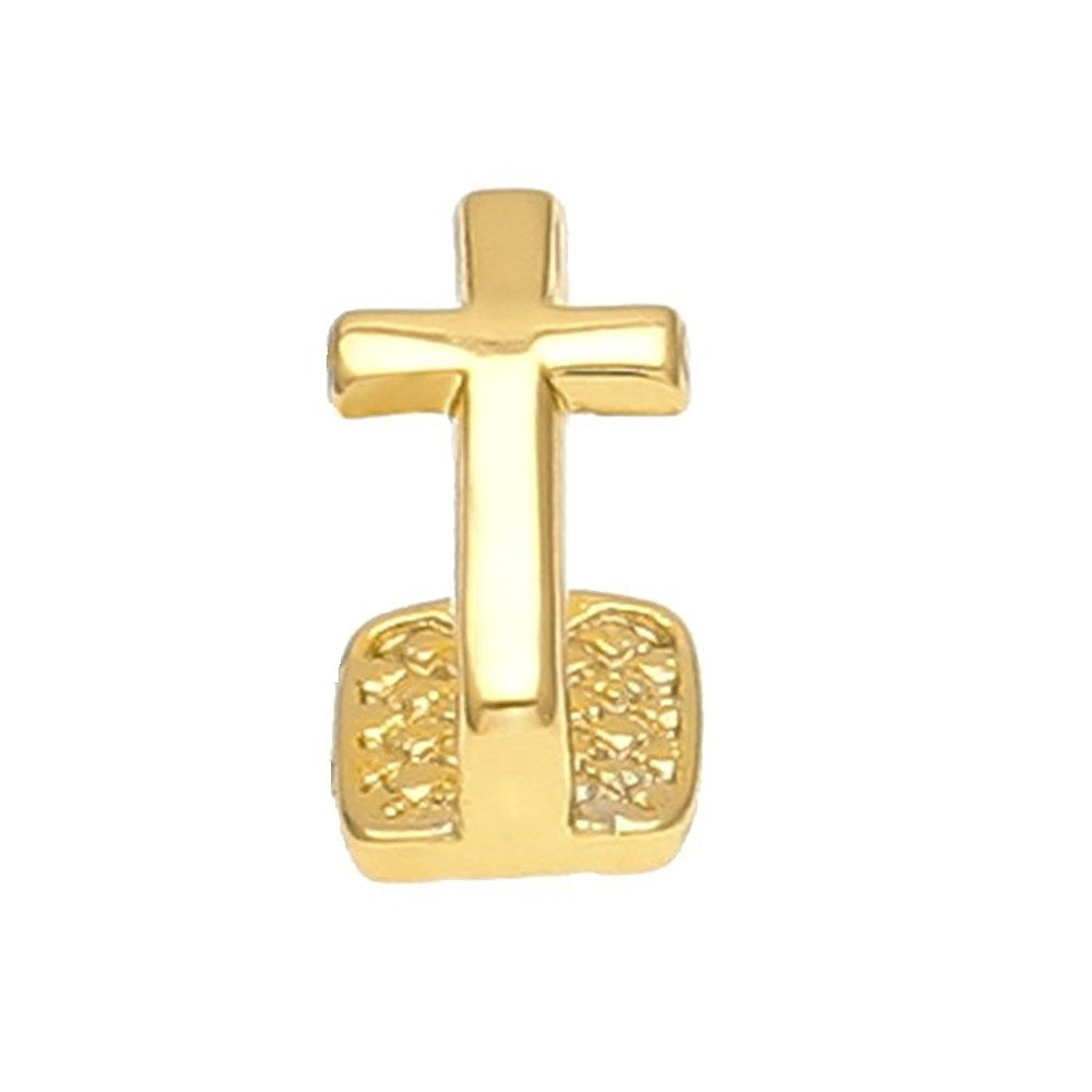 14k Yellow Gold Plated Cross Single Tooth Cap Grill