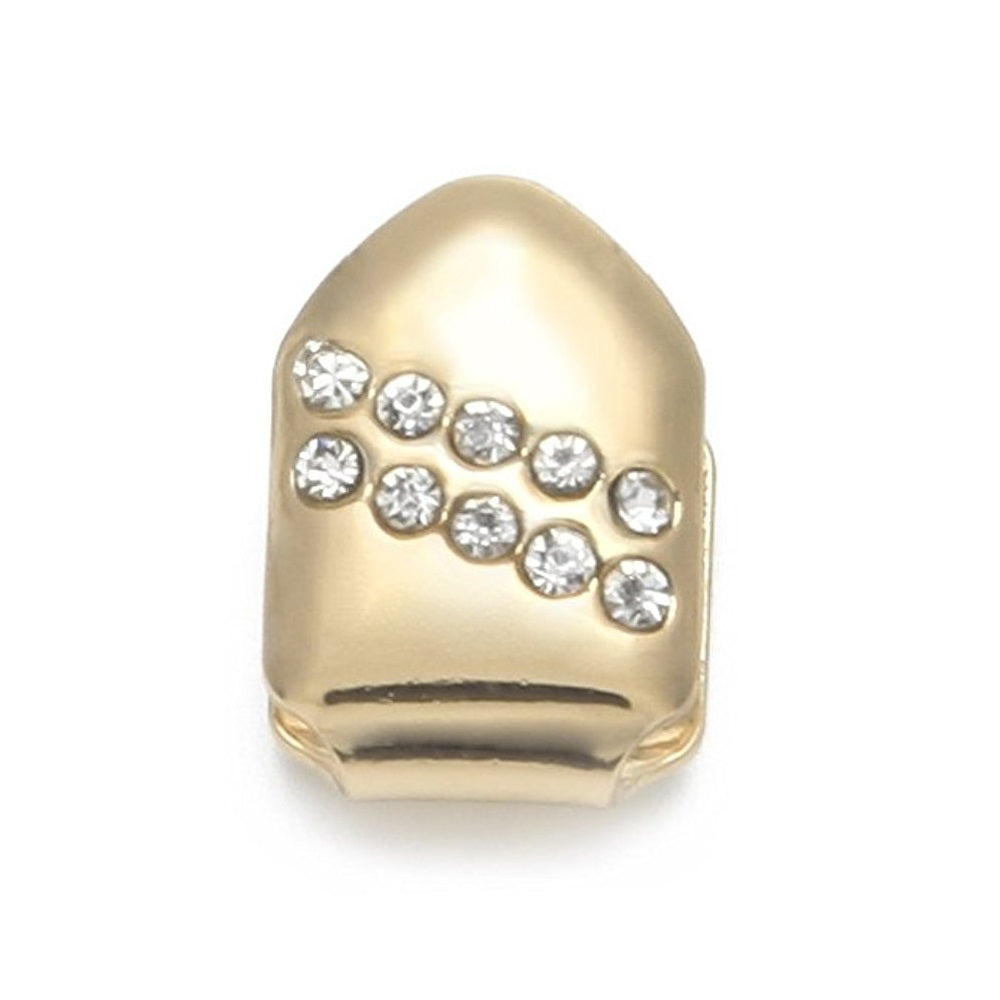 14k Yellow Gold Plated Clear Cubic Zirconia Single Tooth Cap Grill