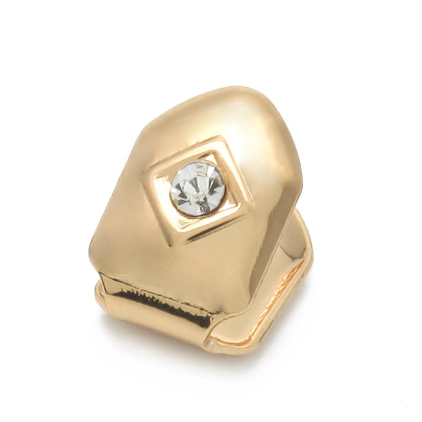 14k Yellow Gold Plated Clear Cubic Zirconia Single Tooth Cap Grill