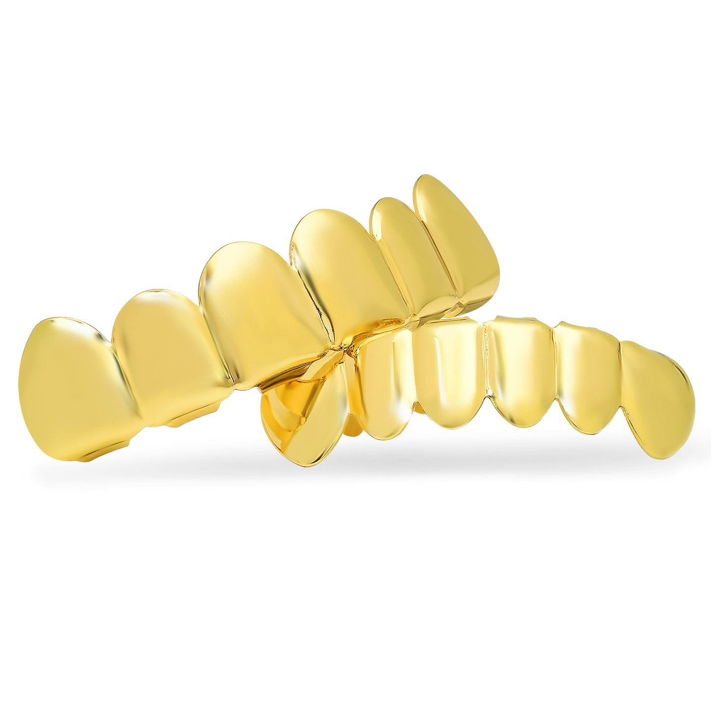 Removable Top/Bottom Teeth Grillz Set (24k Gold Plated or Rhodium Plated) + Polishing Cloth