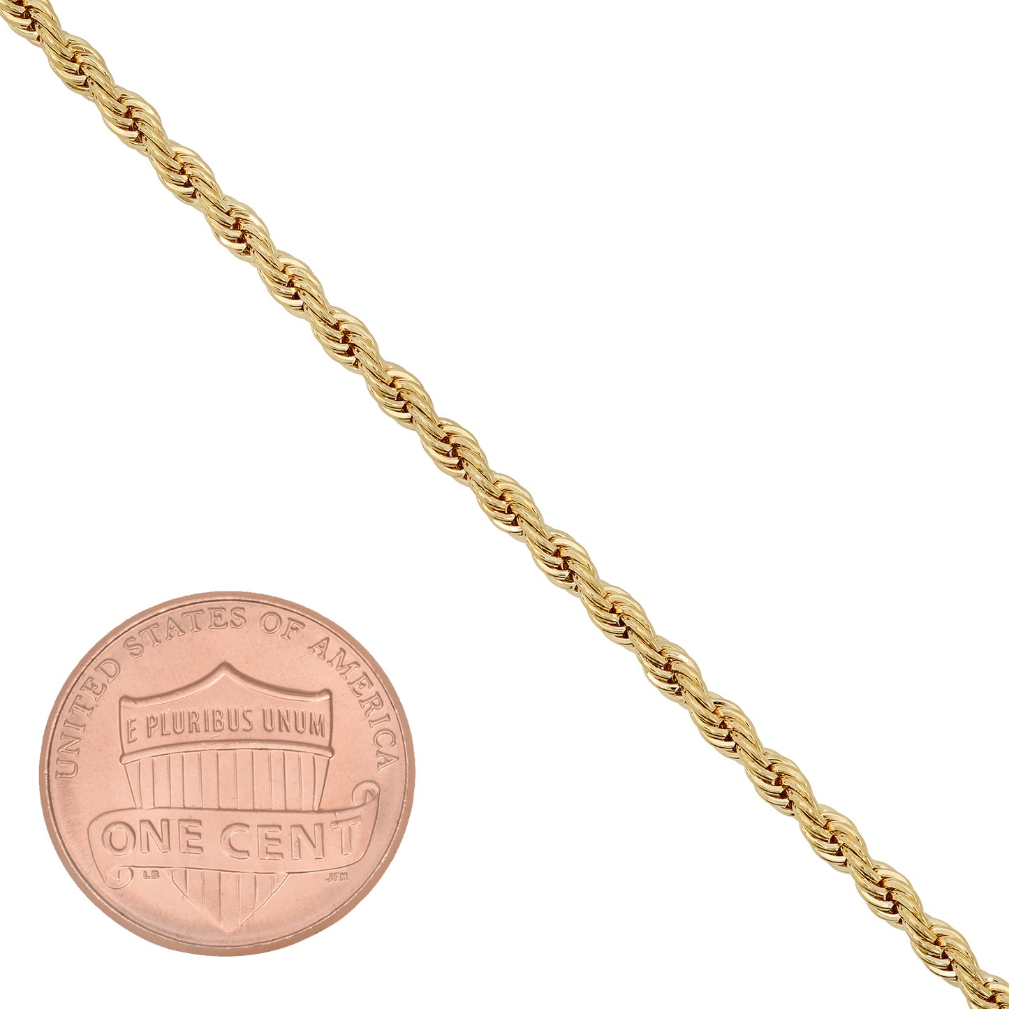 2.4mm 14k Yellow Gold Plated Twisted Rope Chain Bracelet