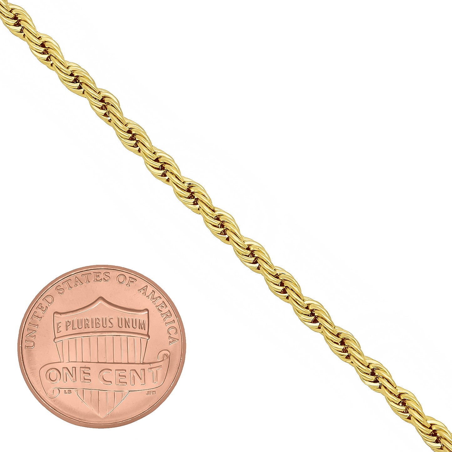 2.8mm Polished 14k Yellow Gold Plated Twisted Rope Chain Necklace + Gift Box