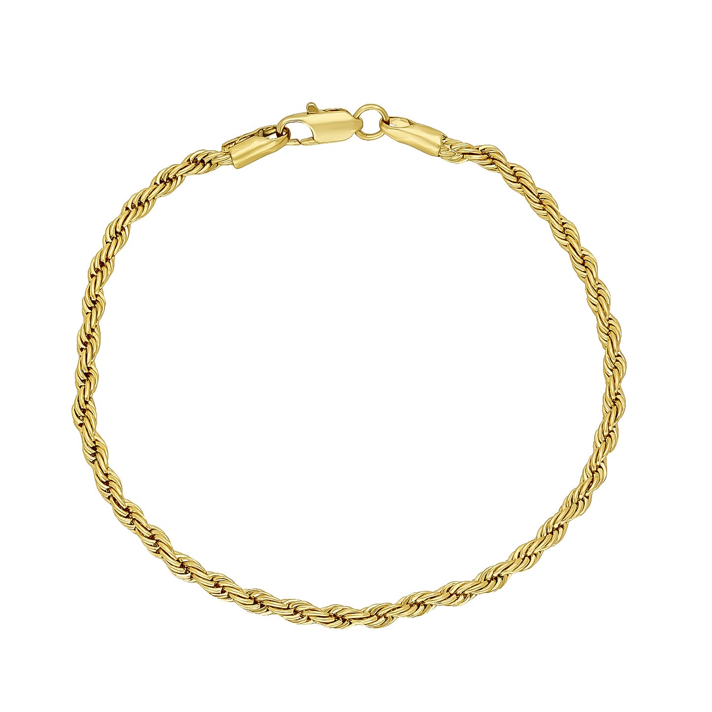 2.8mm Polished 14k Yellow Gold Plated Twisted Rope Chain Necklace