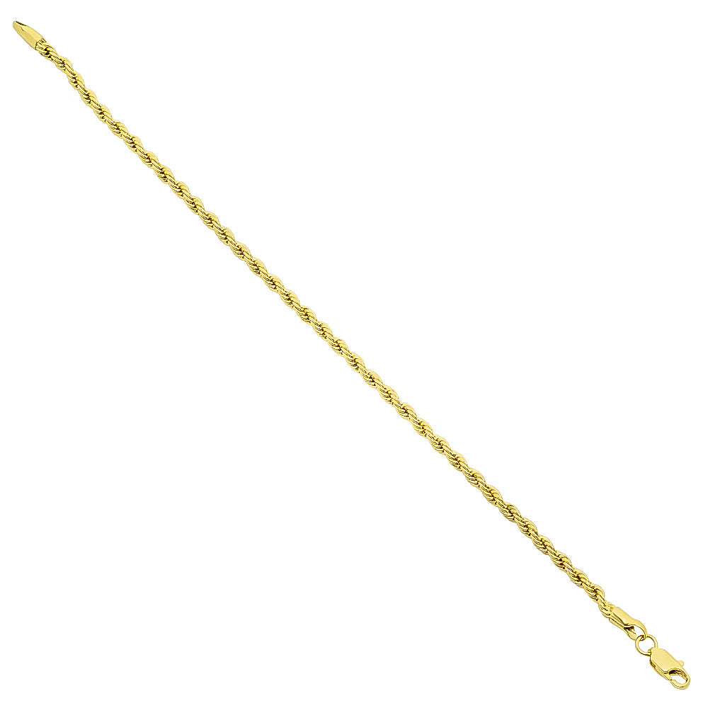 2.8mm Polished 14k Yellow Gold Plated Twisted Rope Chain Necklace