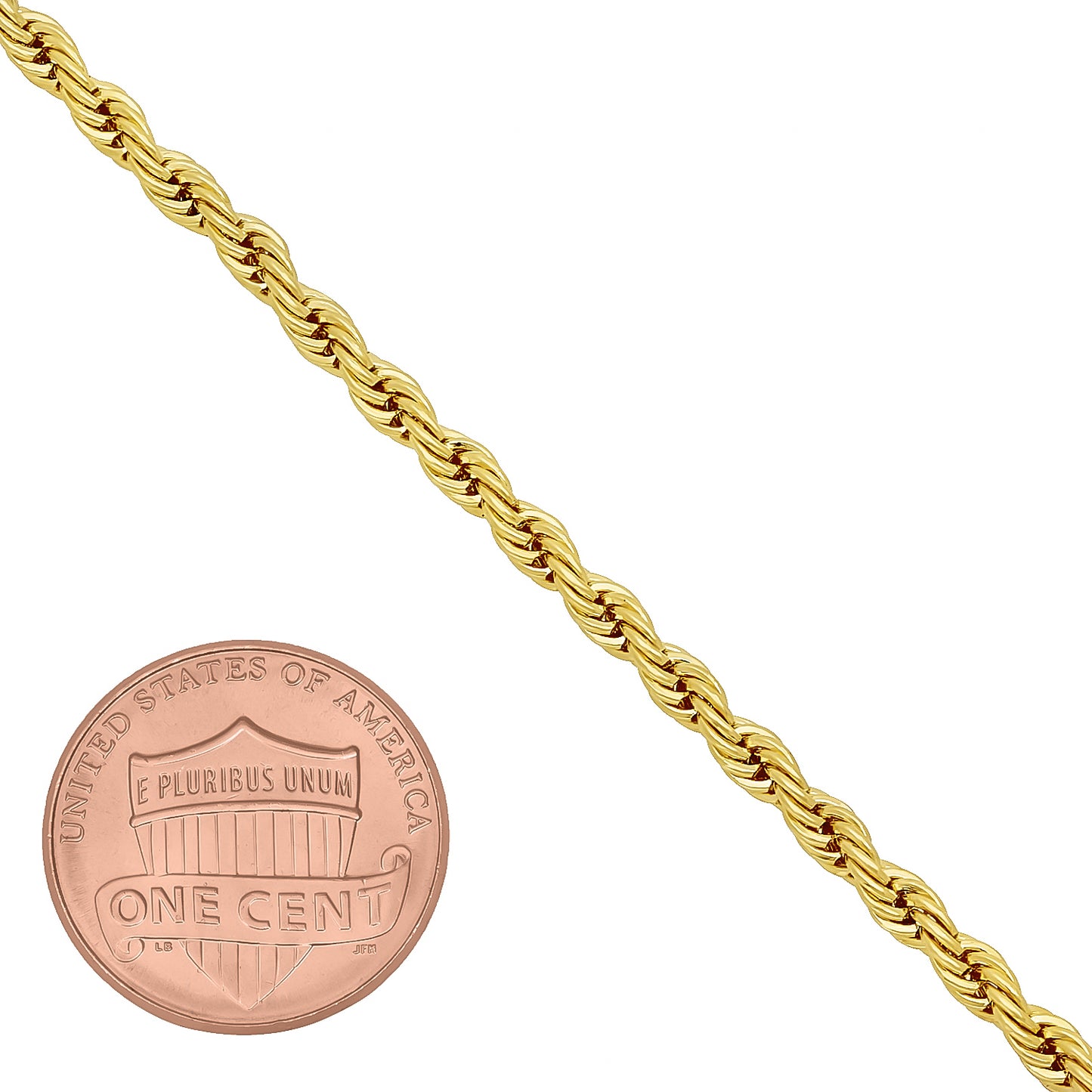 2.8mm Polished 14k Yellow Gold Plated Twisted Rope Chain Necklace + Gift Box