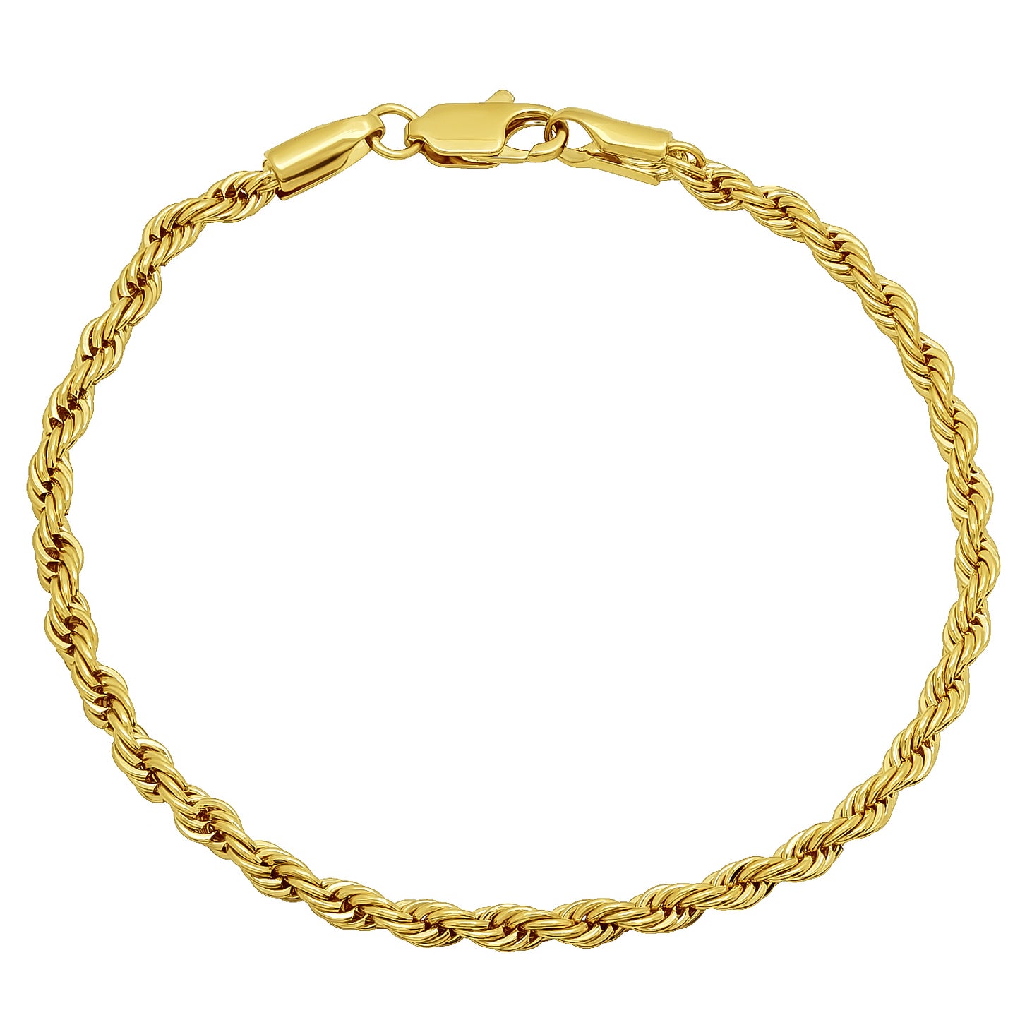 3.5mm 14k Yellow Gold Plated Twisted Rope Chain Necklace