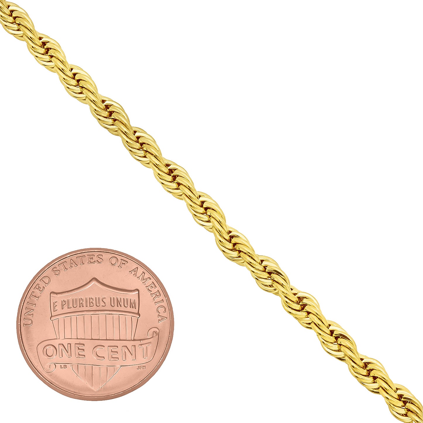 3.5mm 14k Yellow Gold Plated Twisted Rope Chain Necklace