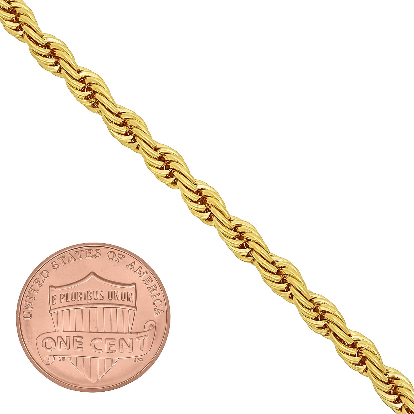 4mm Polished 14k Yellow Gold Plated Twisted Rope Chain Necklace