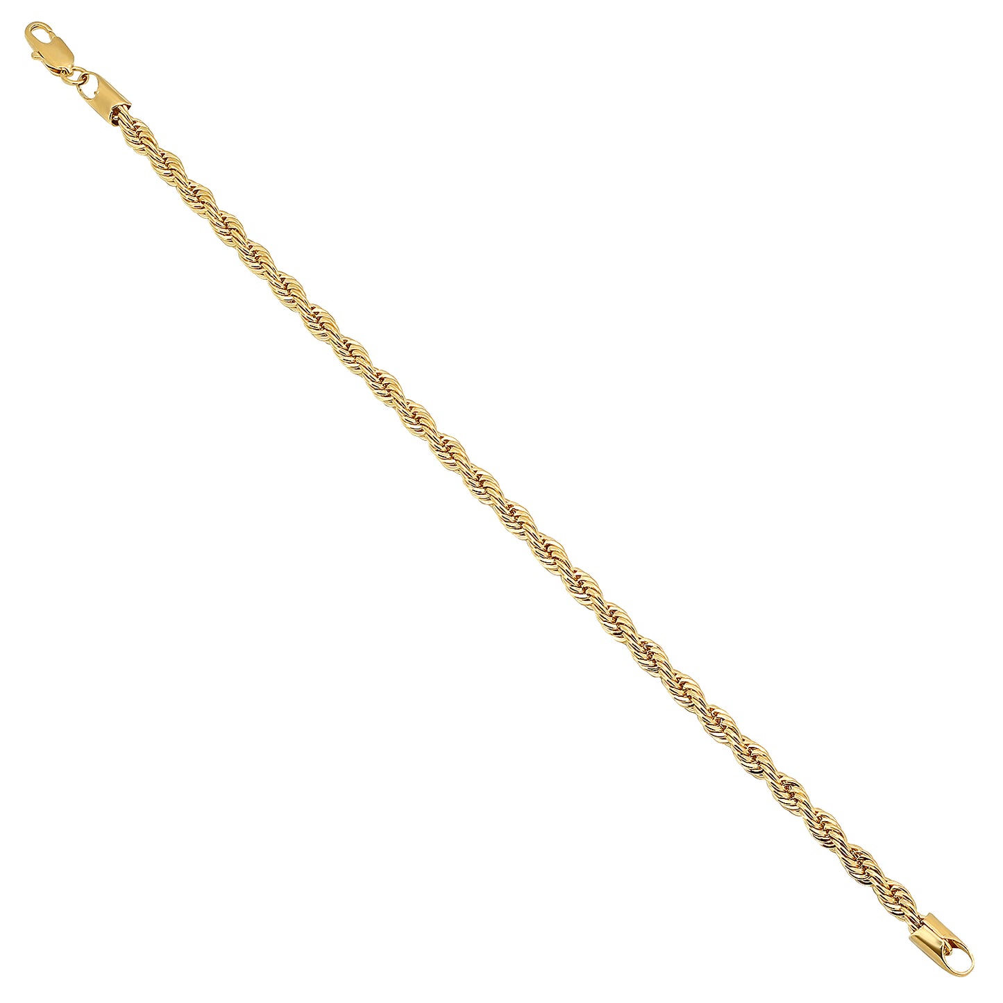 4mm Polished 14k Yellow Gold Plated Twisted Rope Chain Necklace