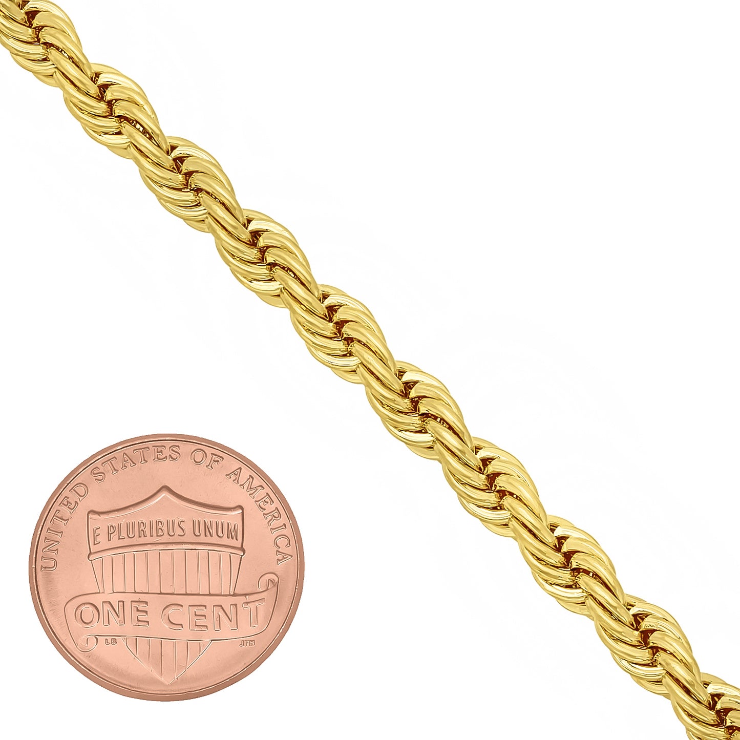 5mm 14k Yellow Gold Plated Twisted Rope Chain Necklace