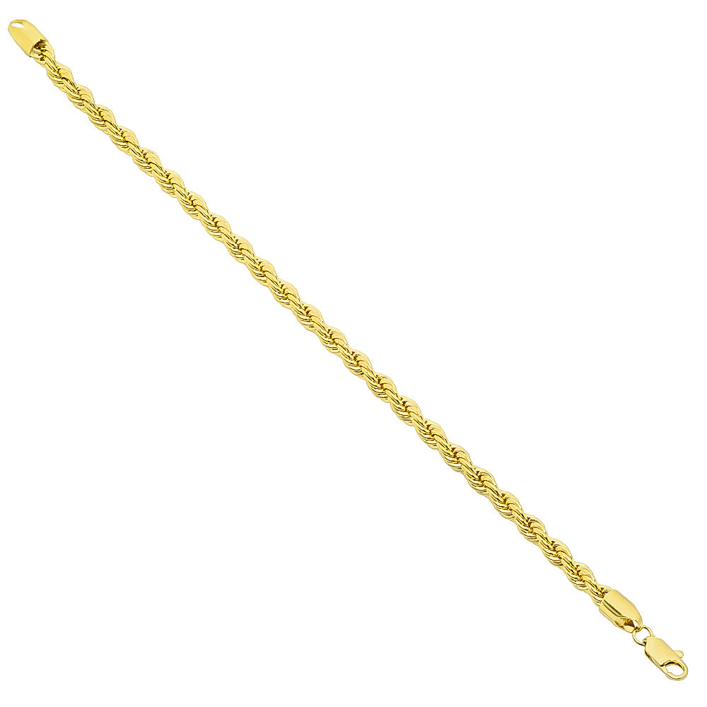 2mm-6mm 14k Gold Plated Twisted Rope Chain Bracelets 7-9" Made in USA