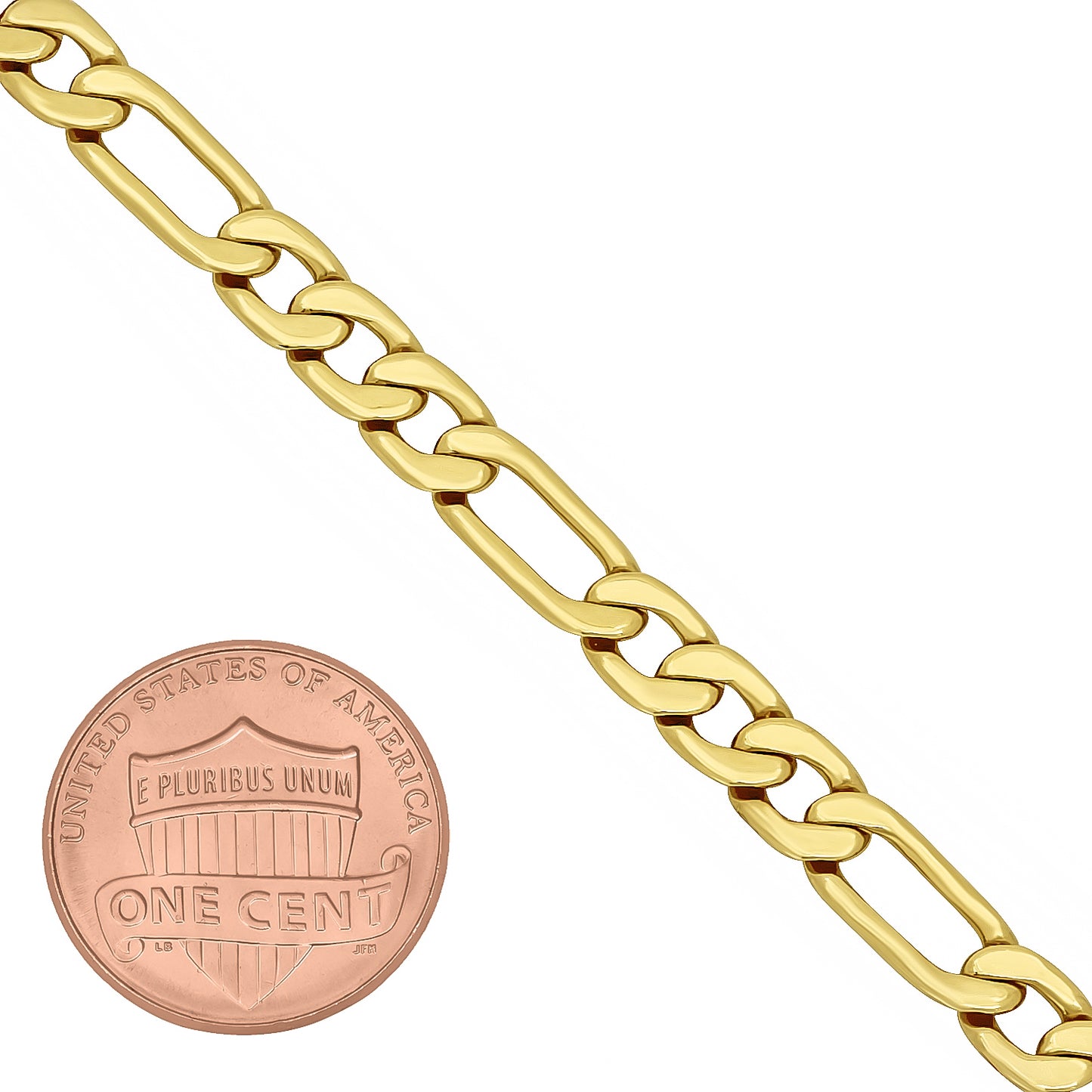 5mm-7mm 14k Yellow Gold Plated Flat Figaro Chain Necklace