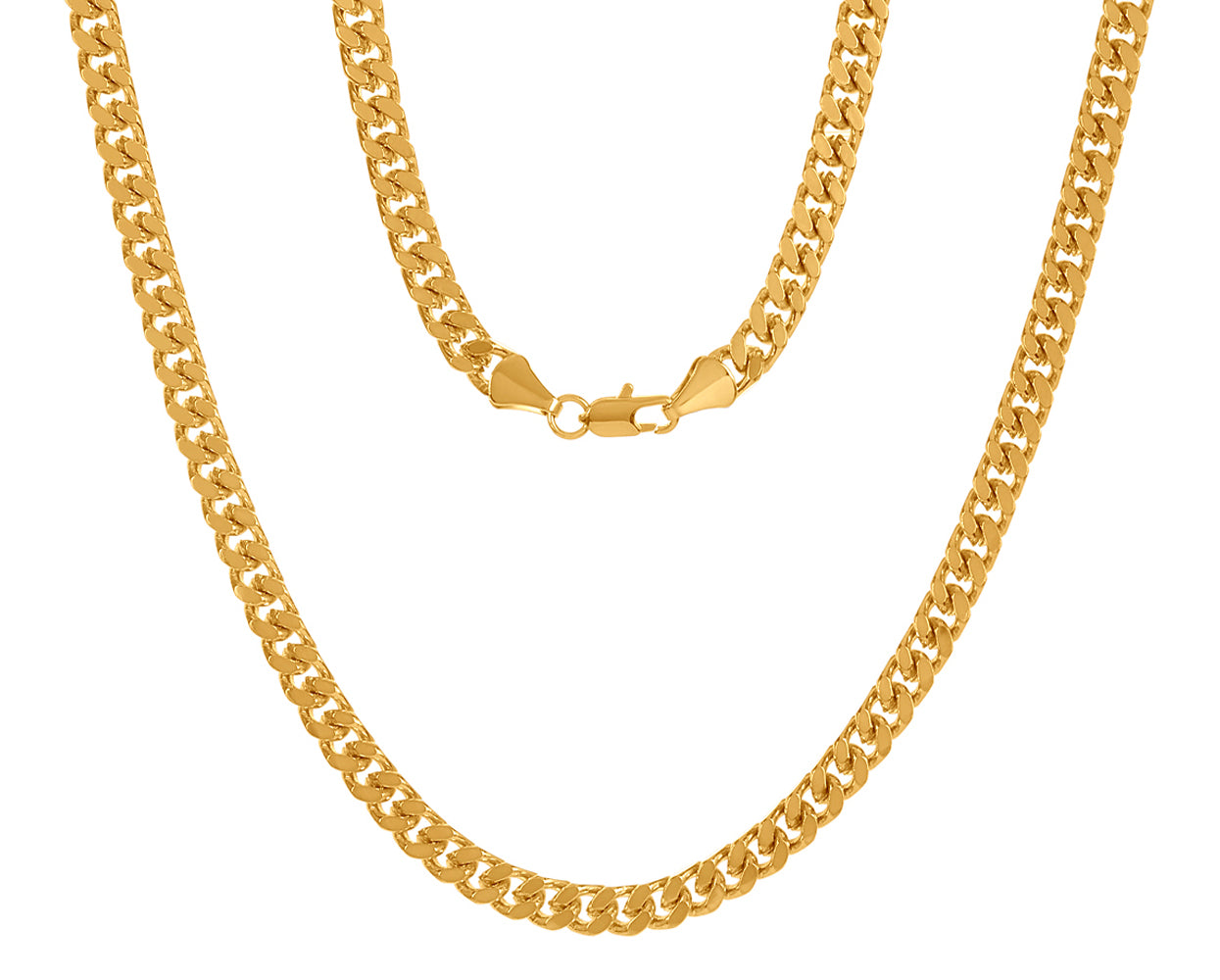 5mm 14k Yellow Gold Plated Beveled Curb Chain Necklace