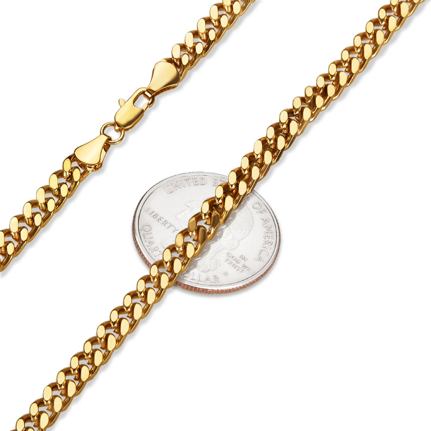 5mm 14k Yellow Gold Plated Beveled Curb Chain Necklace