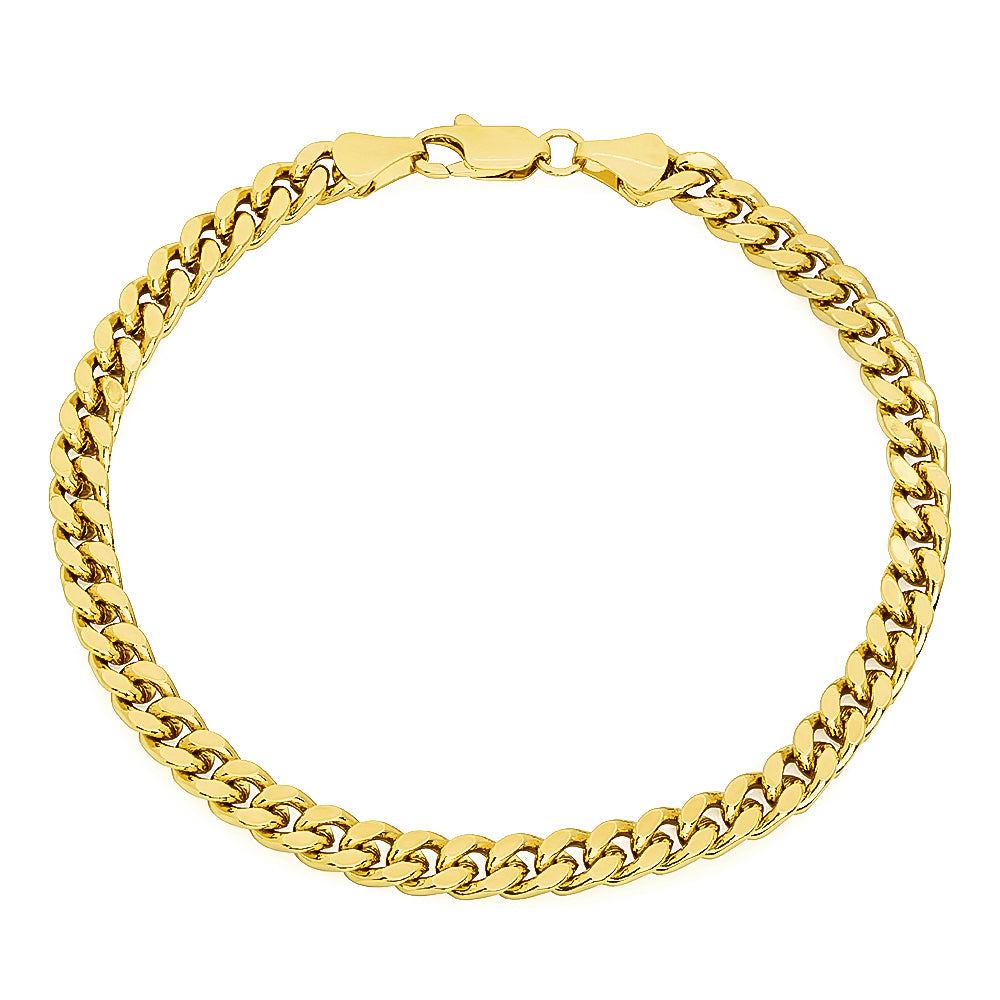 5mm 14k Yellow Gold Plated Beveled Curb Chain Necklace