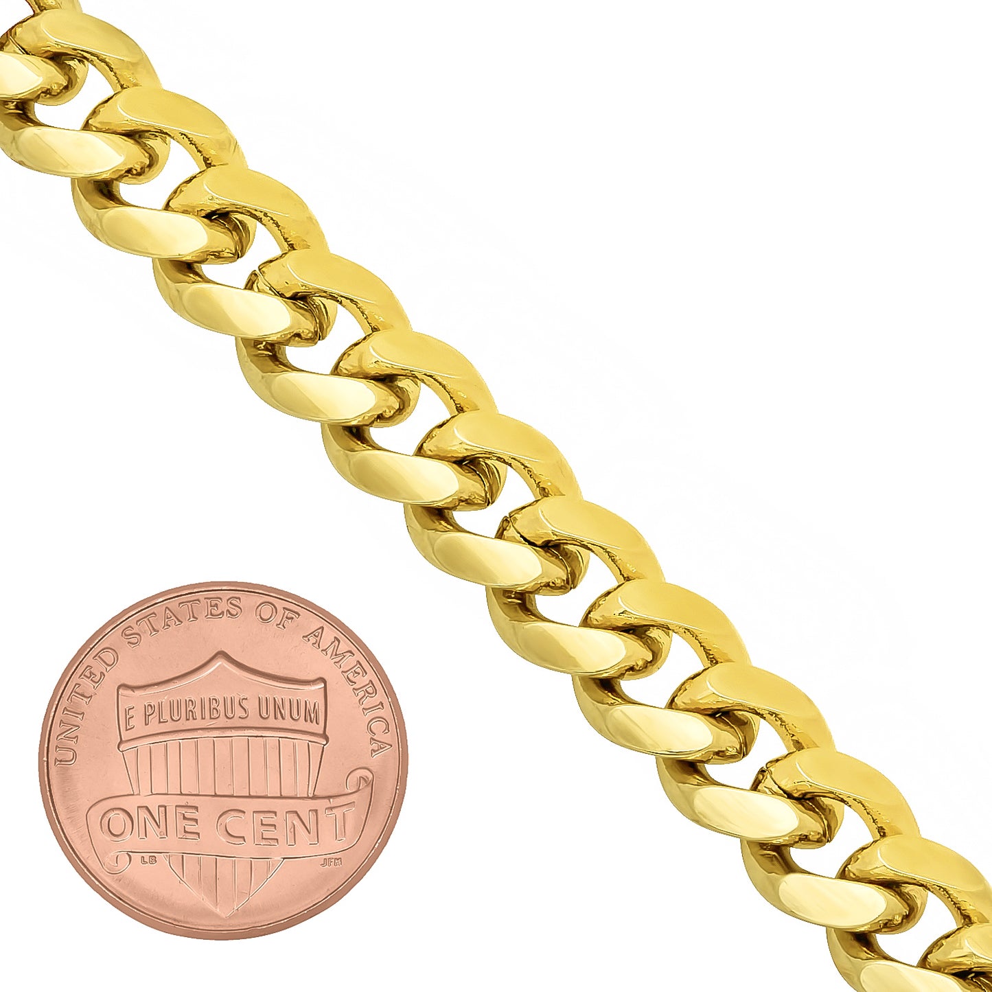 4mm-14mm 14k Yellow Gold Plated Flat Cuban Link Curb Chain Necklace