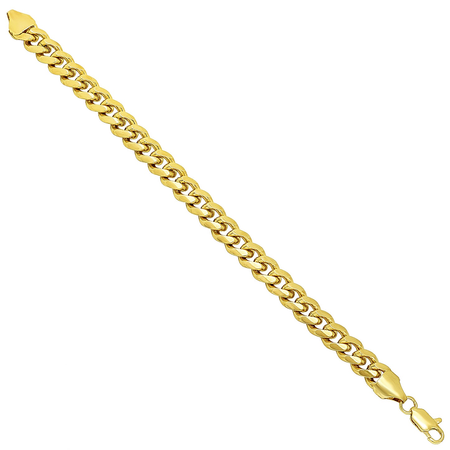 9.2mm 14k Yellow Gold Plated Beveled Curb Chain Necklace