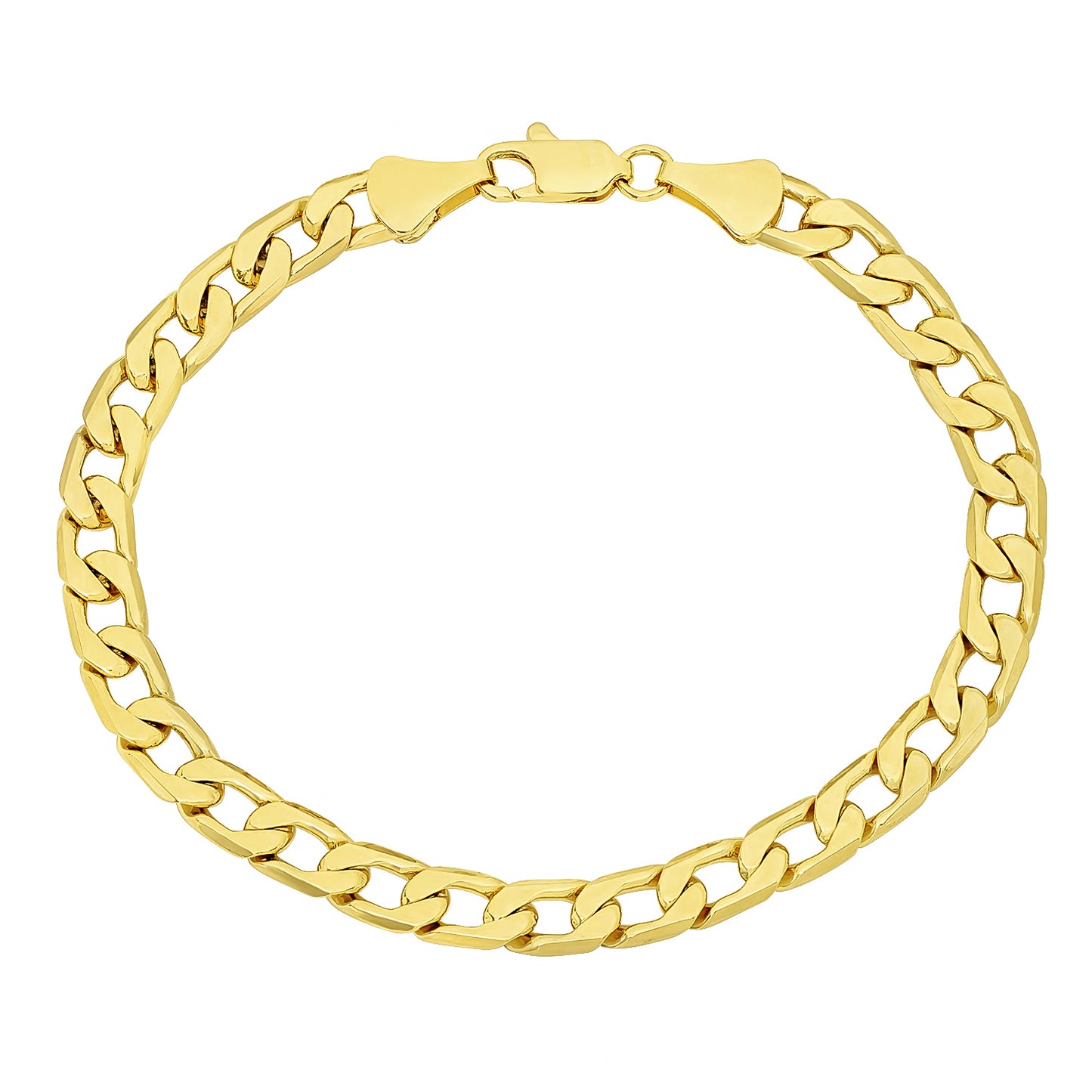 6mm-11mm 14k Yellow Gold Plated Flat Cuban Link Curb Chain Necklace or Bracelet