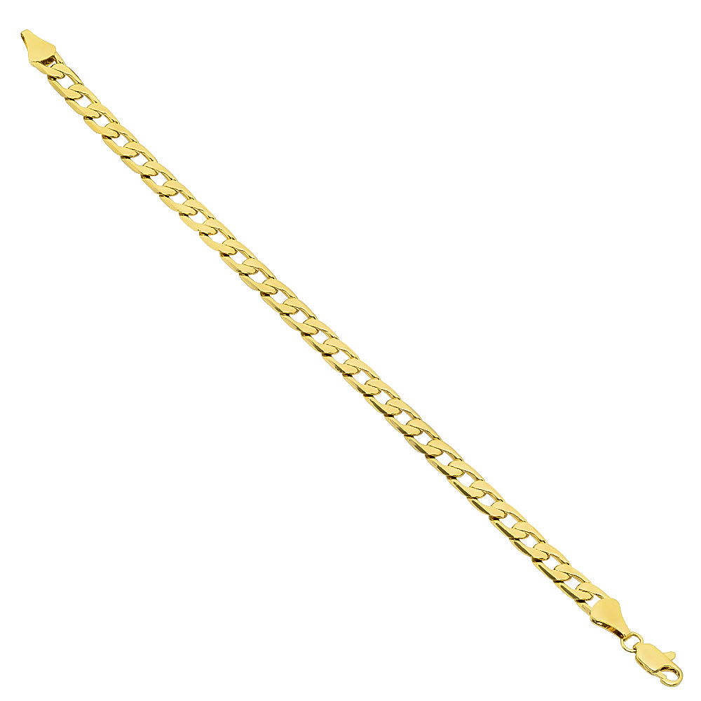 6mm-11mm 14k Yellow Gold Plated Flat Cuban Link Curb Chain Necklace or Bracelet