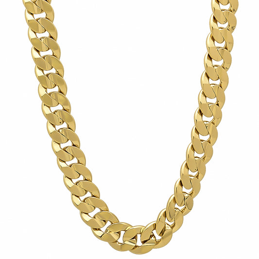 6.3mm 14k Yellow Gold Plated Beveled Curb Chain Necklace